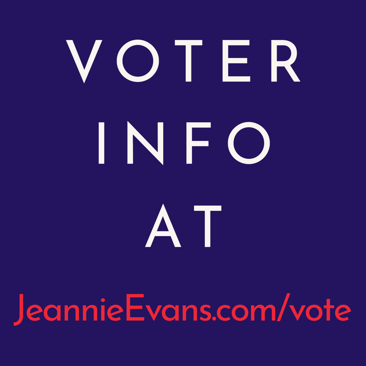 Voter info at JeannieEvans.com/vote graphic