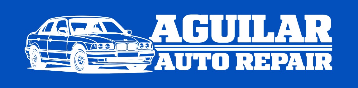 Aguilar Auto Repair logo in white on Aguilar blue