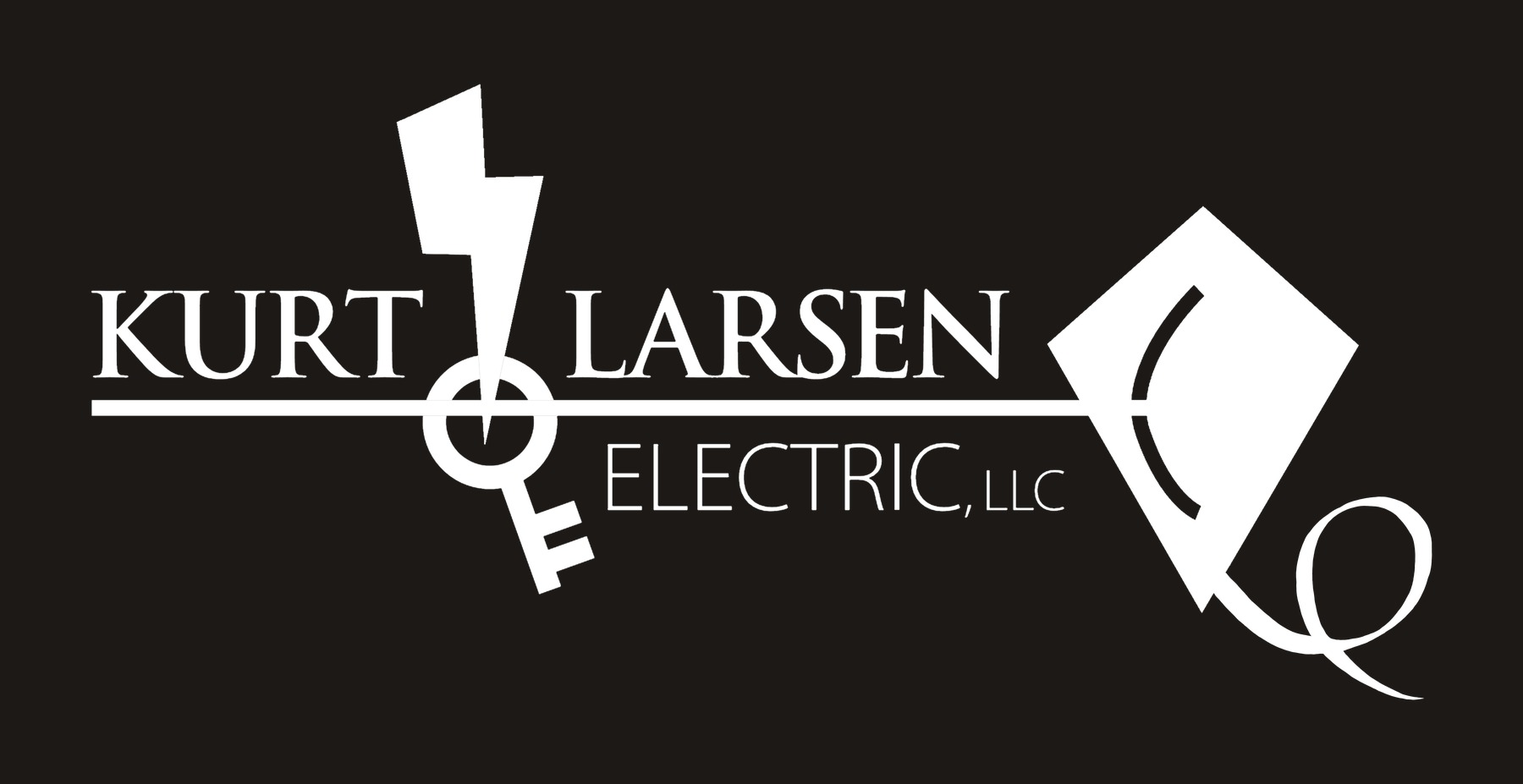 Kurt Larsen Electric logo in white on ink