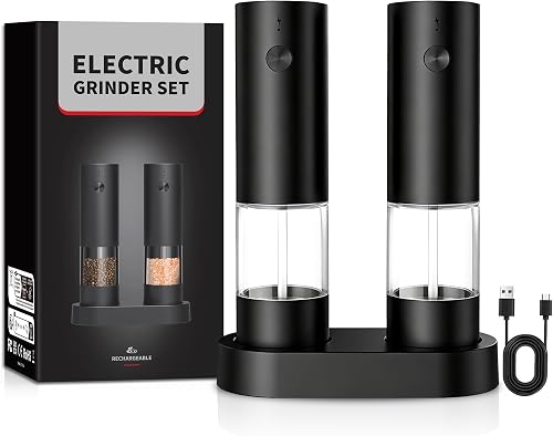 USB Rechargeable Grinder Set with Storage Base (2 Pack)