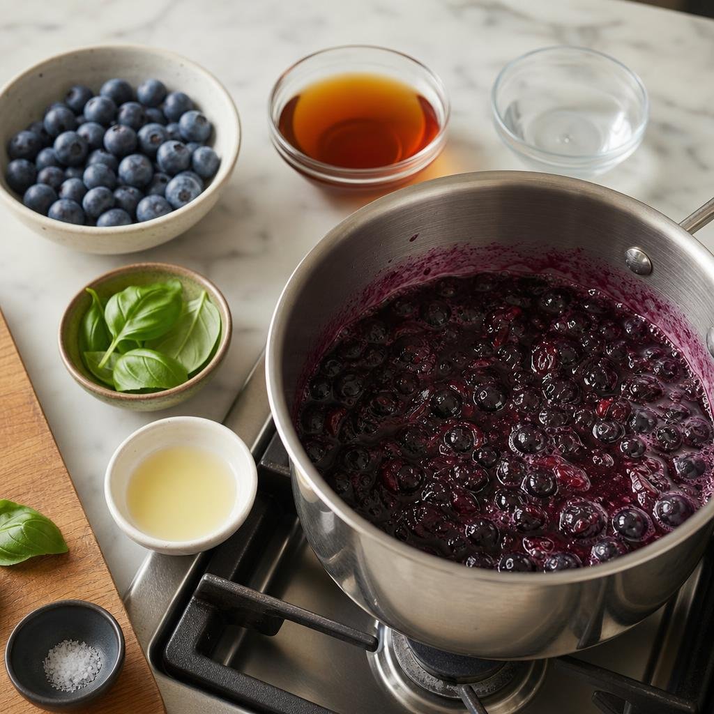 Prep for Blueberry Basil Syrup