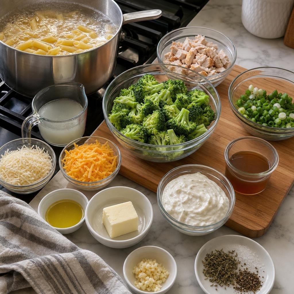 Prep for Broccoli Cream Pasta with Chicken
