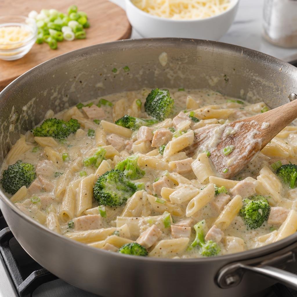 Cooking Broccoli Cream Pasta with Chicken