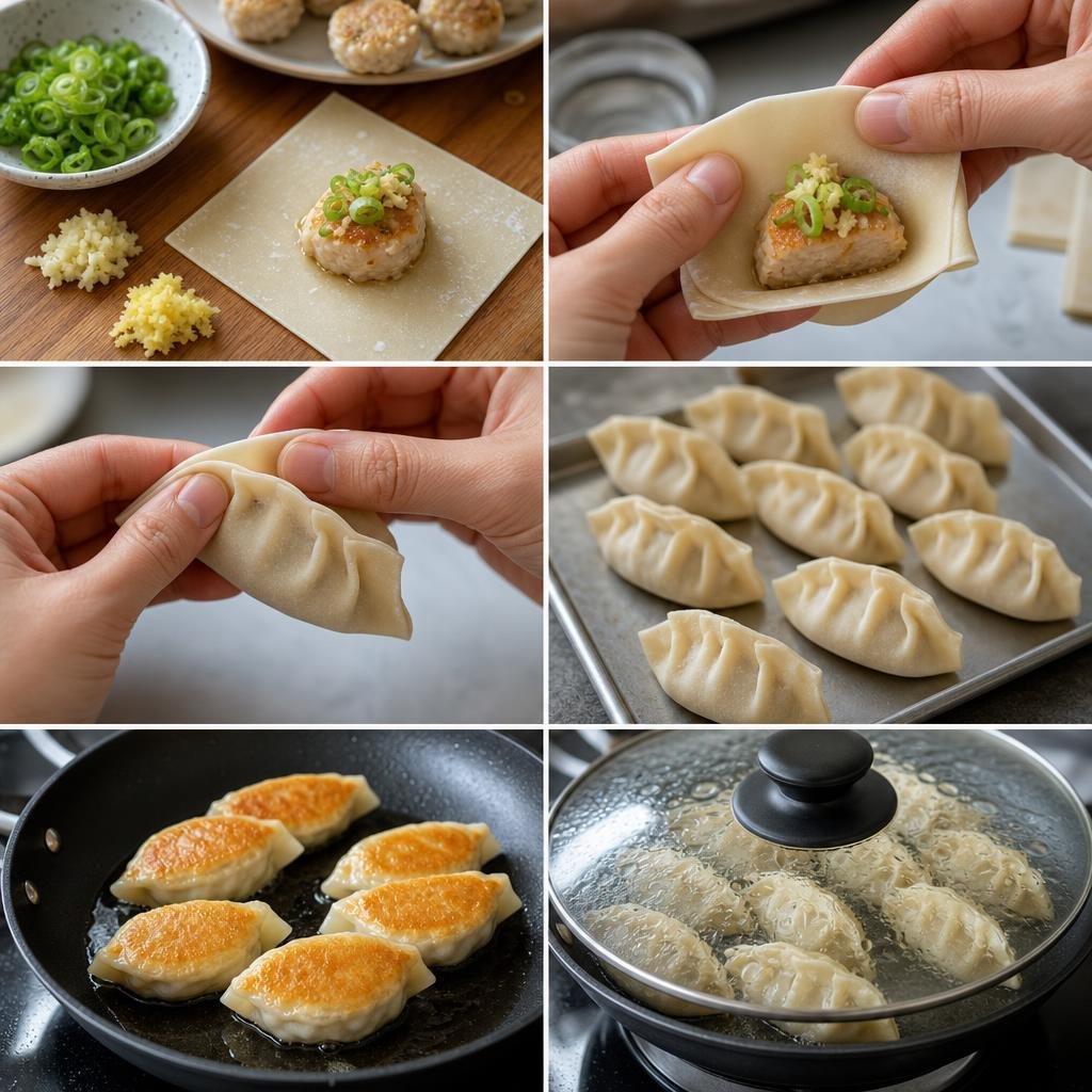 Prep for Chicken Meatball Potstickers