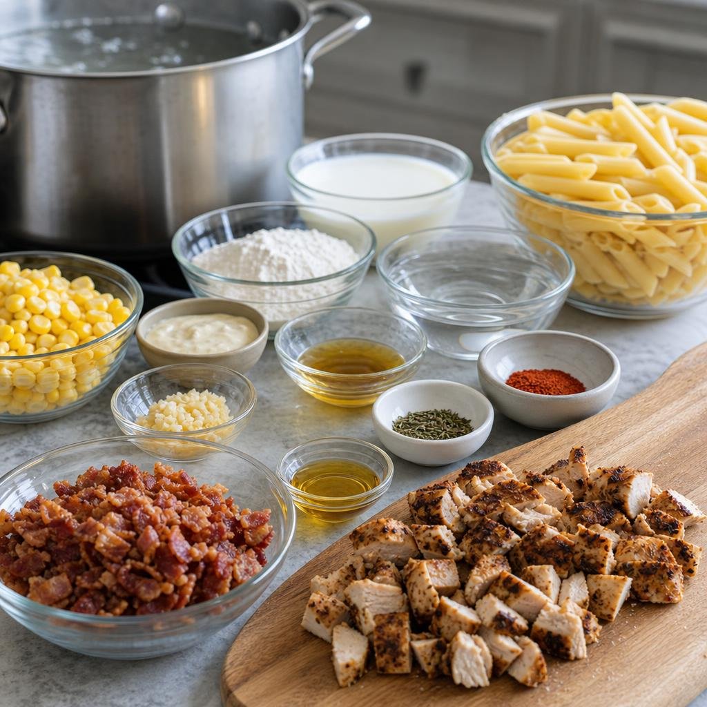 Prep for Christian's Chicken Caesar Pasta