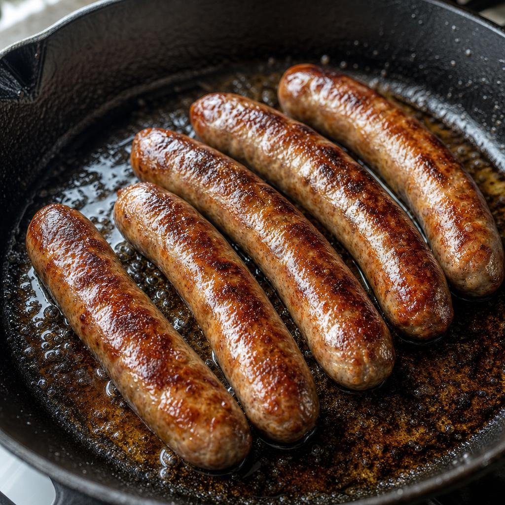 Searing whole sausage links