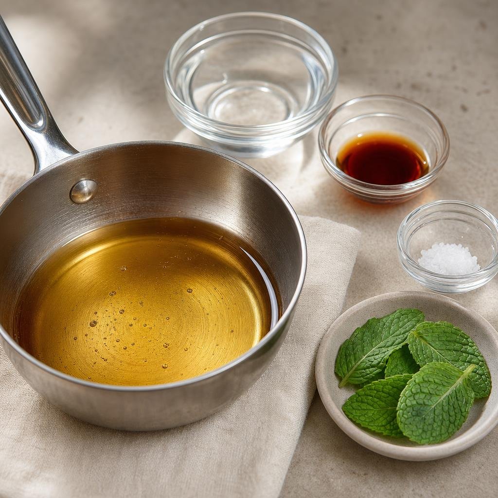 Prep for Fresh Mint Honey Syrup