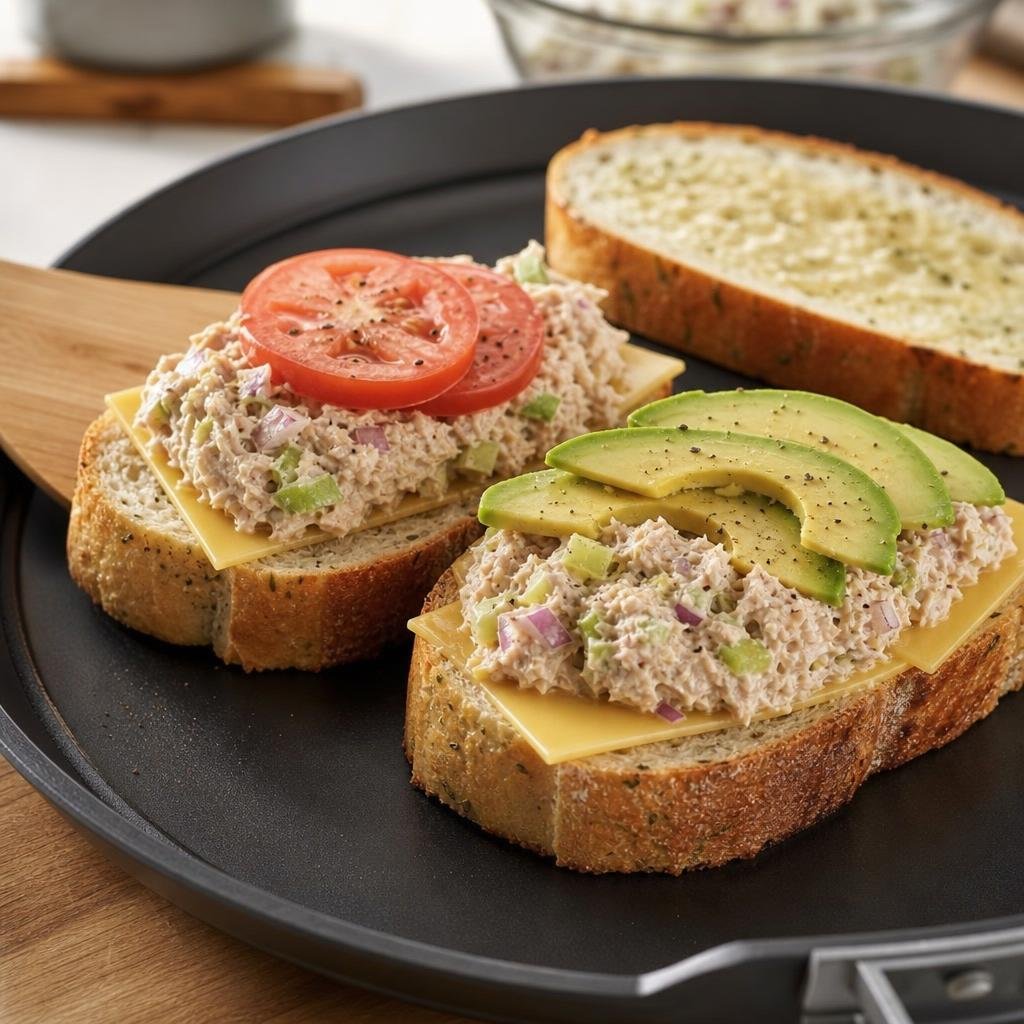 Cooking Garlic Herb Sourdough Tuna Melts