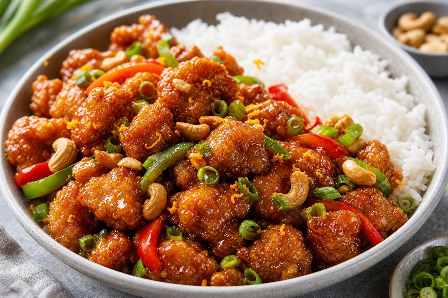 Herbie's Panda Express Orange Chicken: Crispy Frozen Chicken Tossed in Bottled Orange Sauce with Cashews