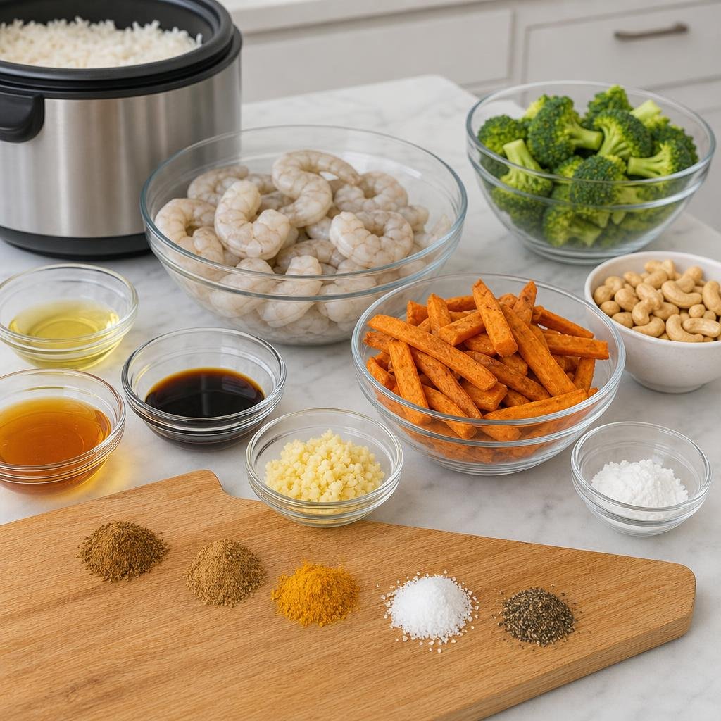 Prep for Honey Garlic Cashew Shrimp Bowl Bar