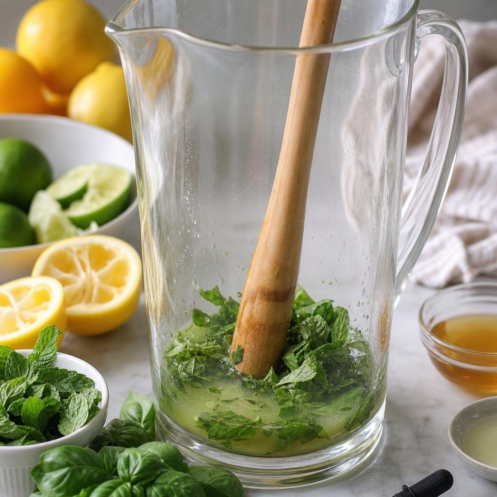 Prep for Mint and Basil Lemon-Limeade