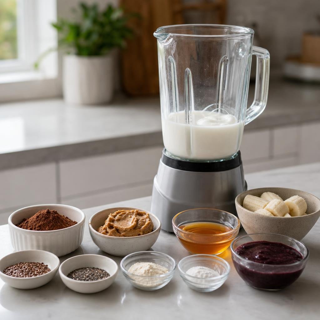 Prep for Balanced Peanut Butter Chocolate Power Smoothie