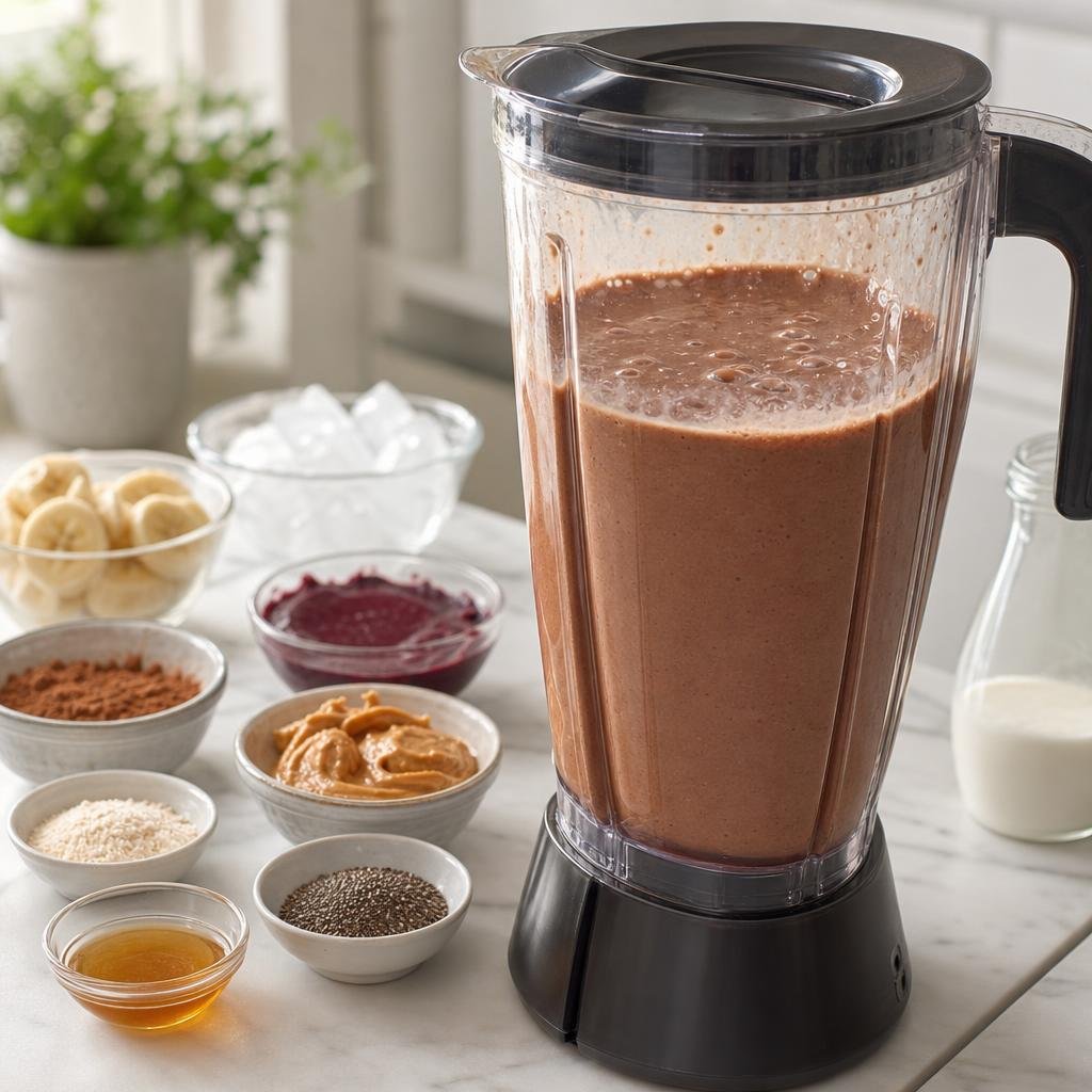 Cooking Balanced Peanut Butter Chocolate Power Smoothie