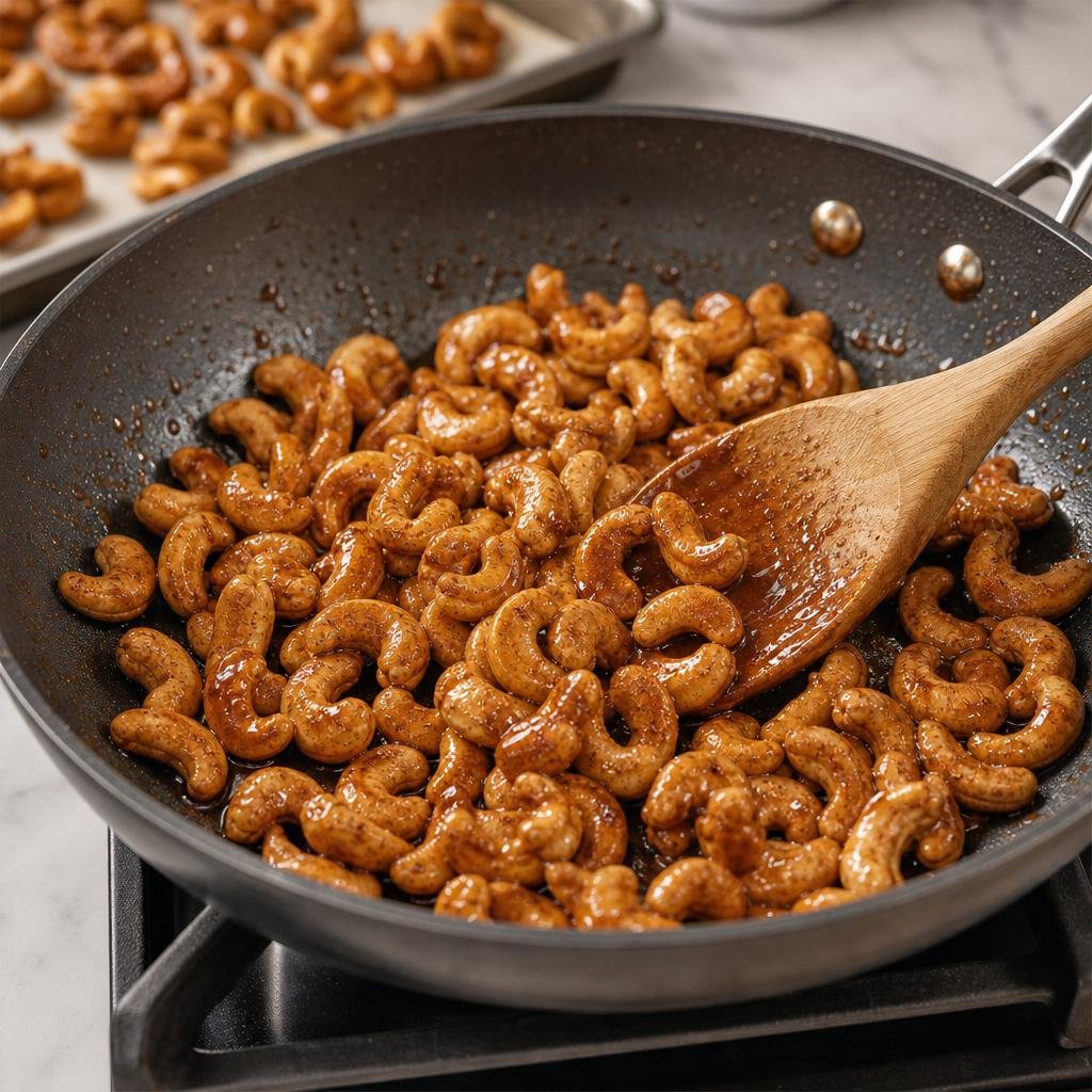 Cooking Quick Stovetop Maple Candied Cashews