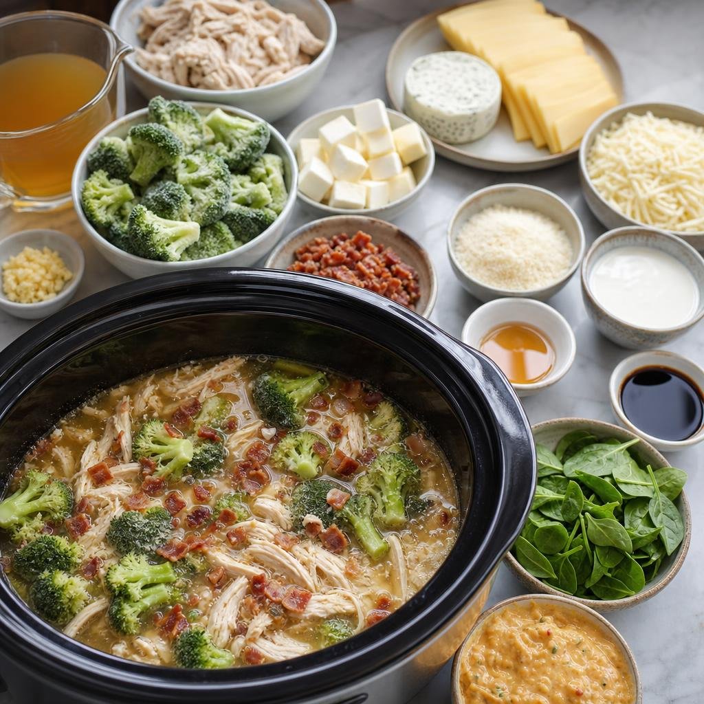 Prep for Slow Cooker Creamy Gouda, Italian Blend & Bacon Chicken Pasta