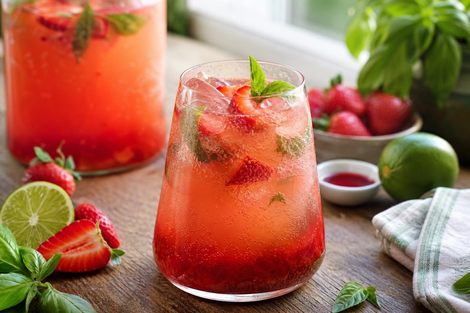 Sparkling Strawberry Basil Lemonade