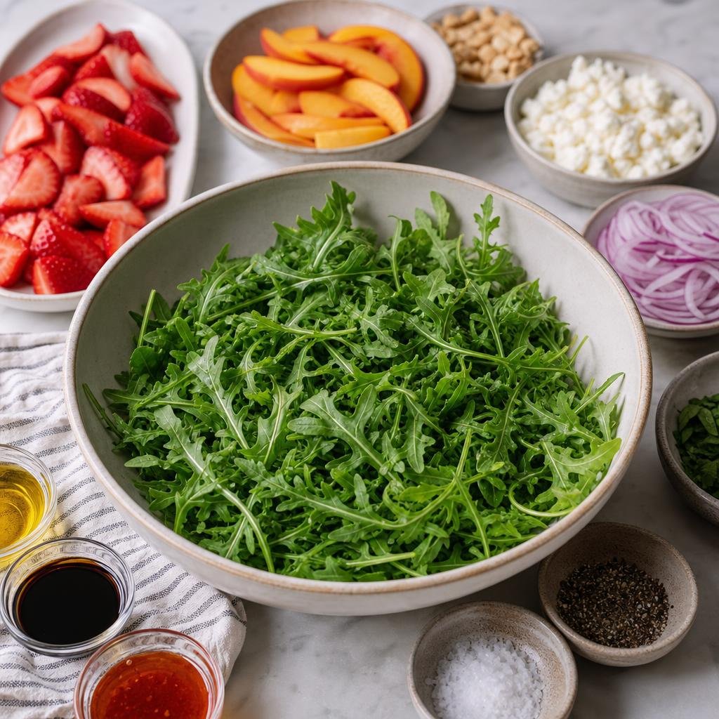 Prep for Sweet Heat Strawberry Peach Salad
