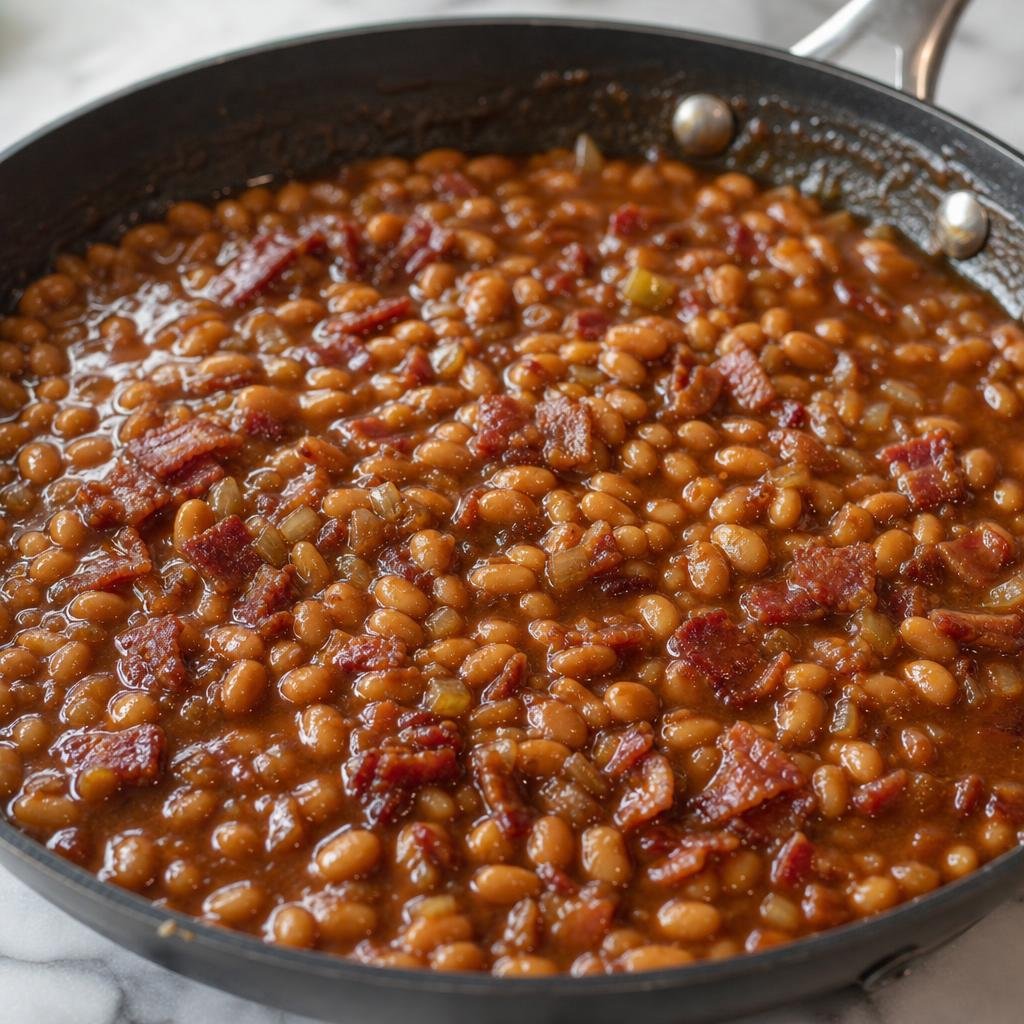 Beans simmered until glossy