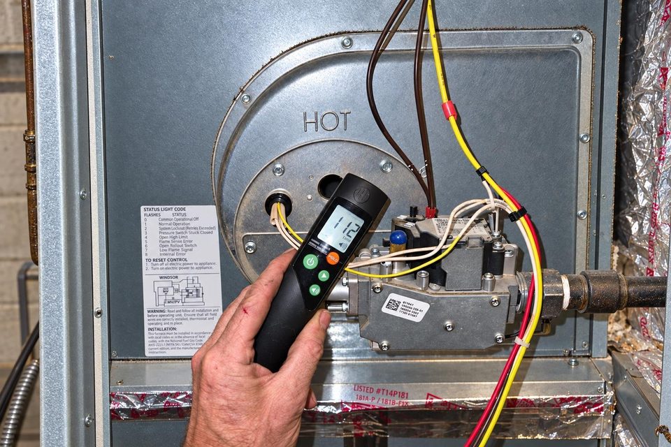 Furnace service in progress.